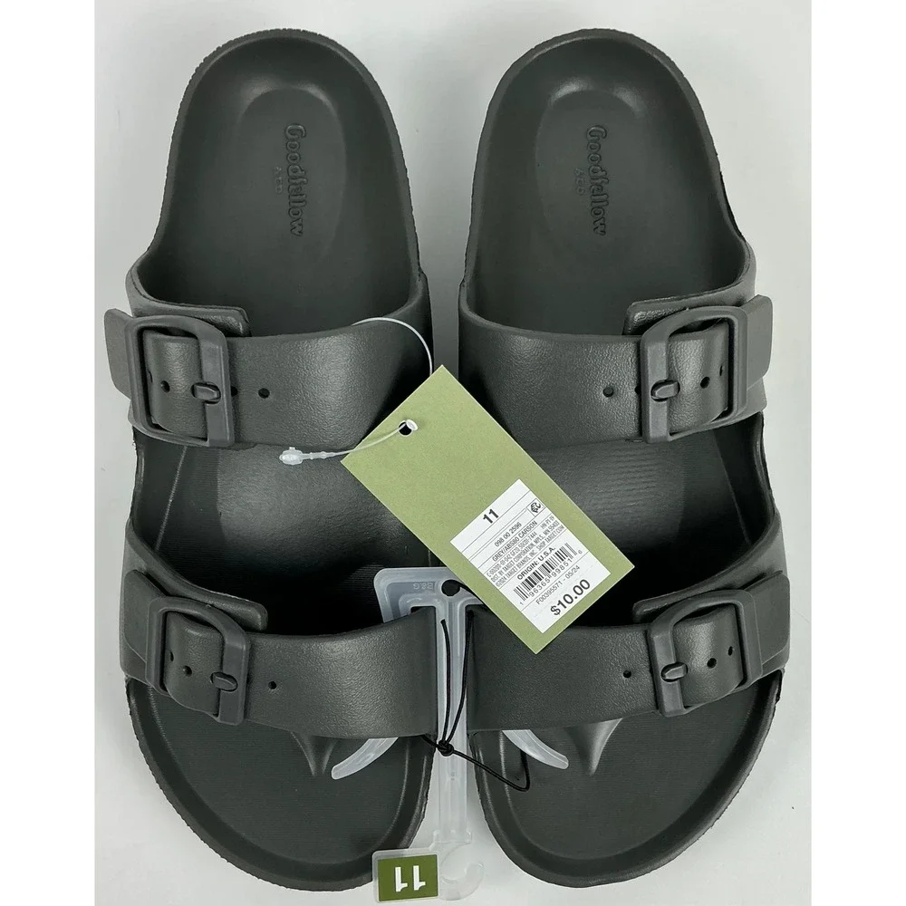 Goodfellow & Co.‎ Men's Two Band Buckle Slide Sandals - Dark Gray, Size 11
